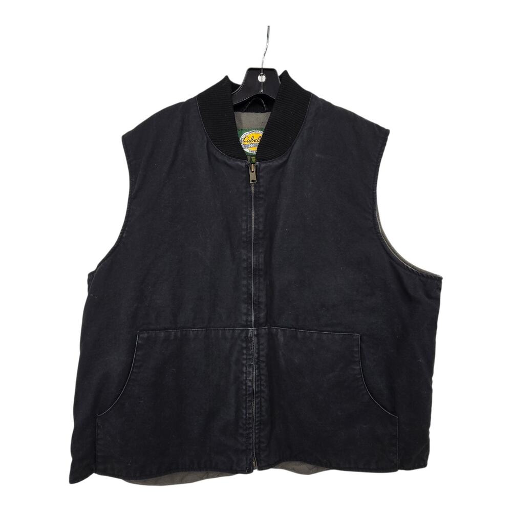 Cabelas Canvas Work Vest Mens XXL Black Faded Insulated Grunge Streetwear 90s